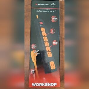Monster Just Power It Up 4Ft 7 Outlet Surge Protector Black 1802